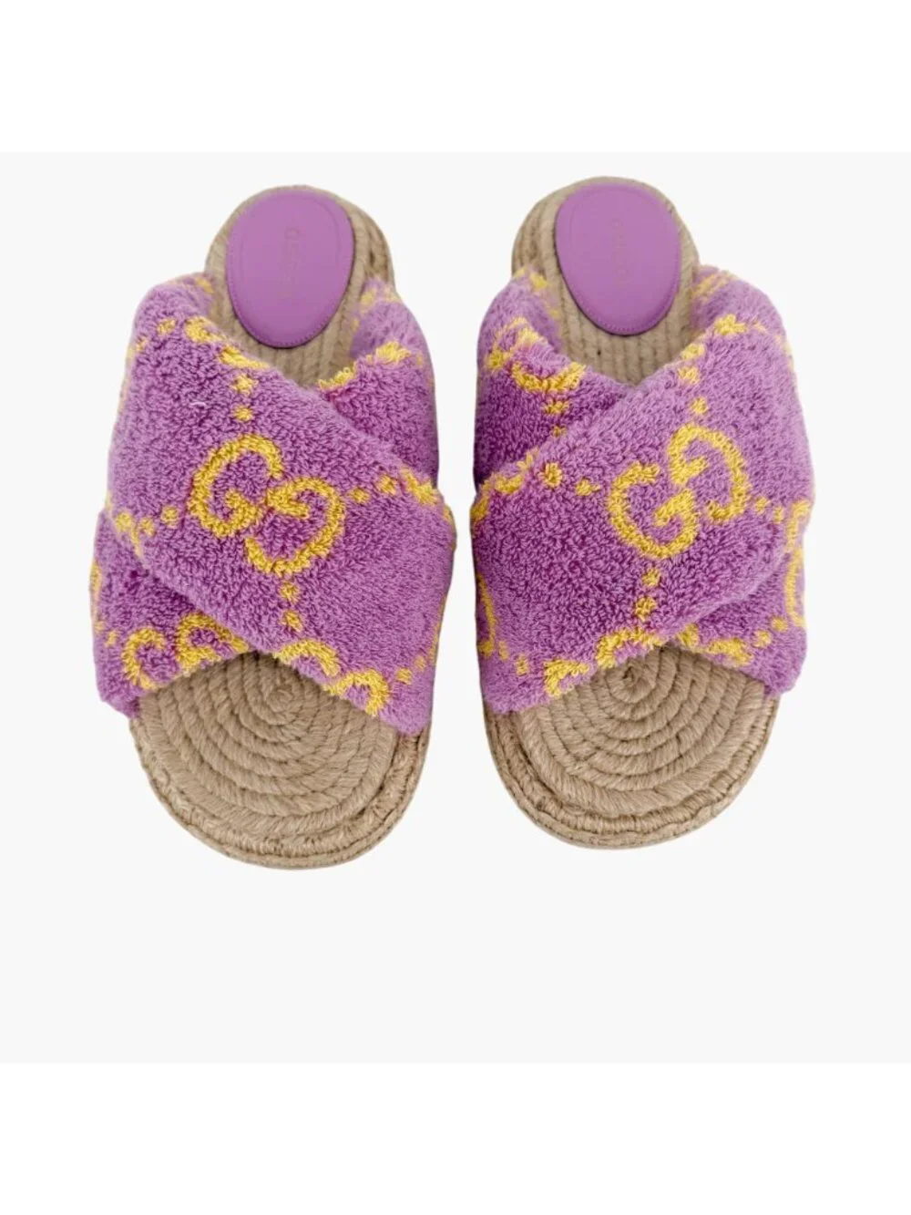 Gucci GG Terry Cloth Platform Espadrille Slide Sandals Purple Size 38.5 US 8.5